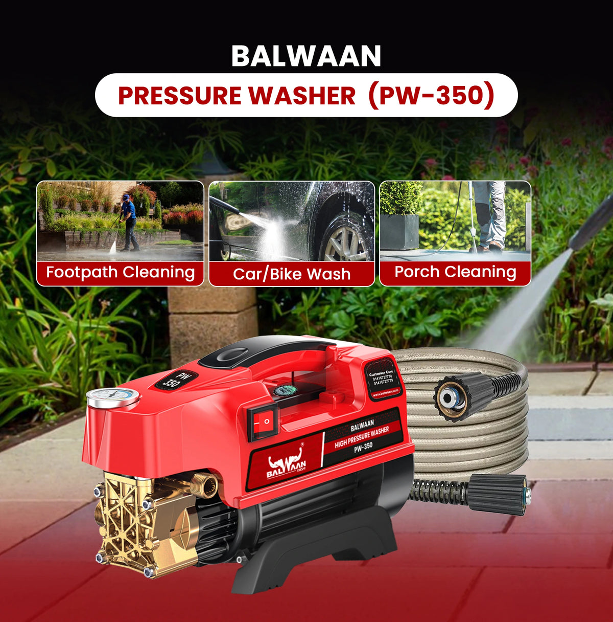 Balwaan Pressure Washer (Brass pump) PW-350