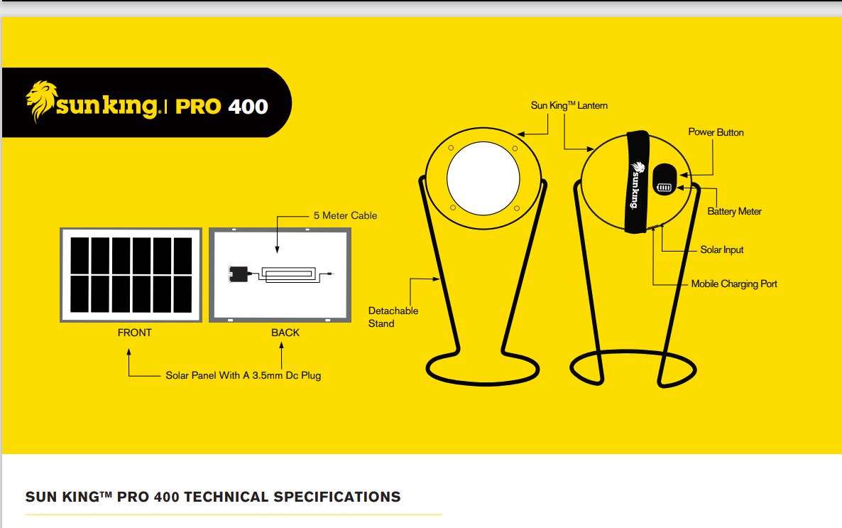 सन किंग प्रो 400 सोलर लालटेन + मोबाइल चार्जर